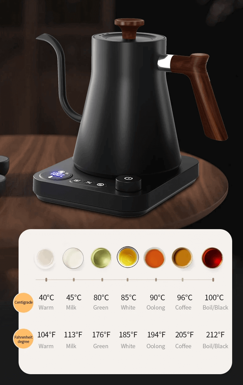 Elkedel med temperaturkontrol